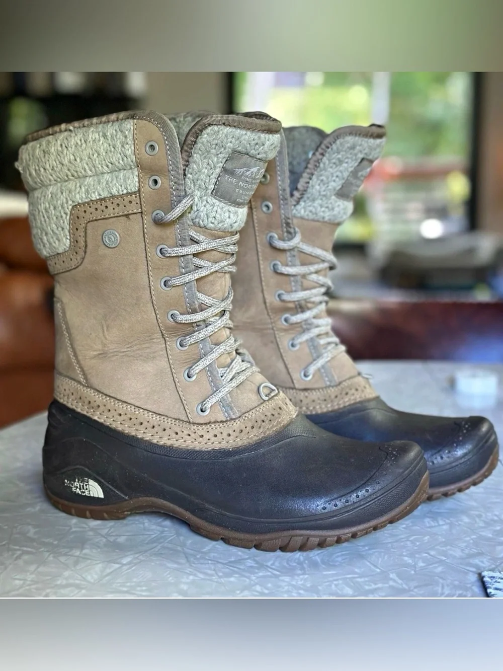 The North Face Shellista Lace Luxe Boots Womens 8 Waterproof Winter Snow Taupe